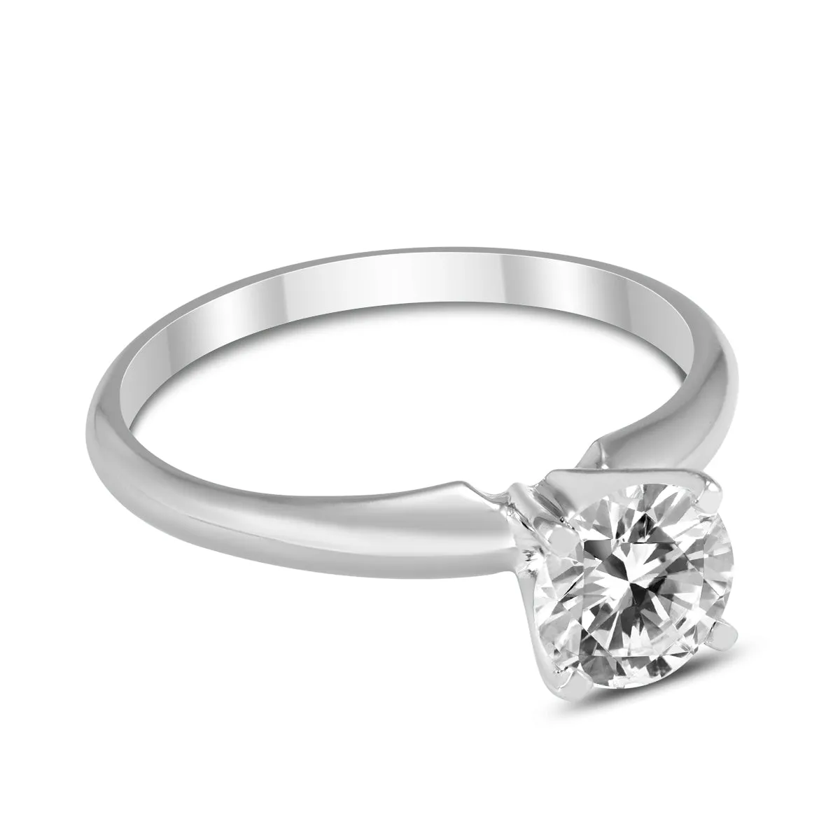 1 Carat Diamond Solitaire Ring in 14K White Gold (J-K Color, I2-I3 Clarity)