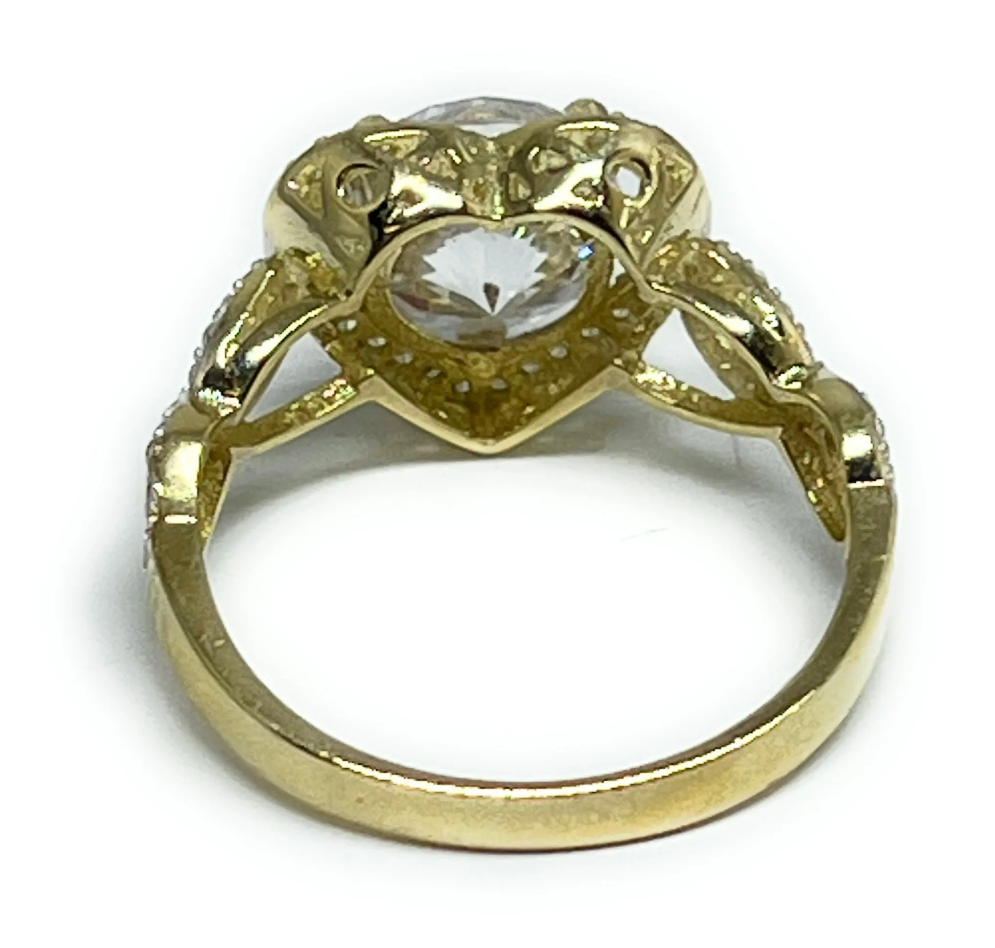 10k Solid Gold Yellow Gold Heart White CZ Ring