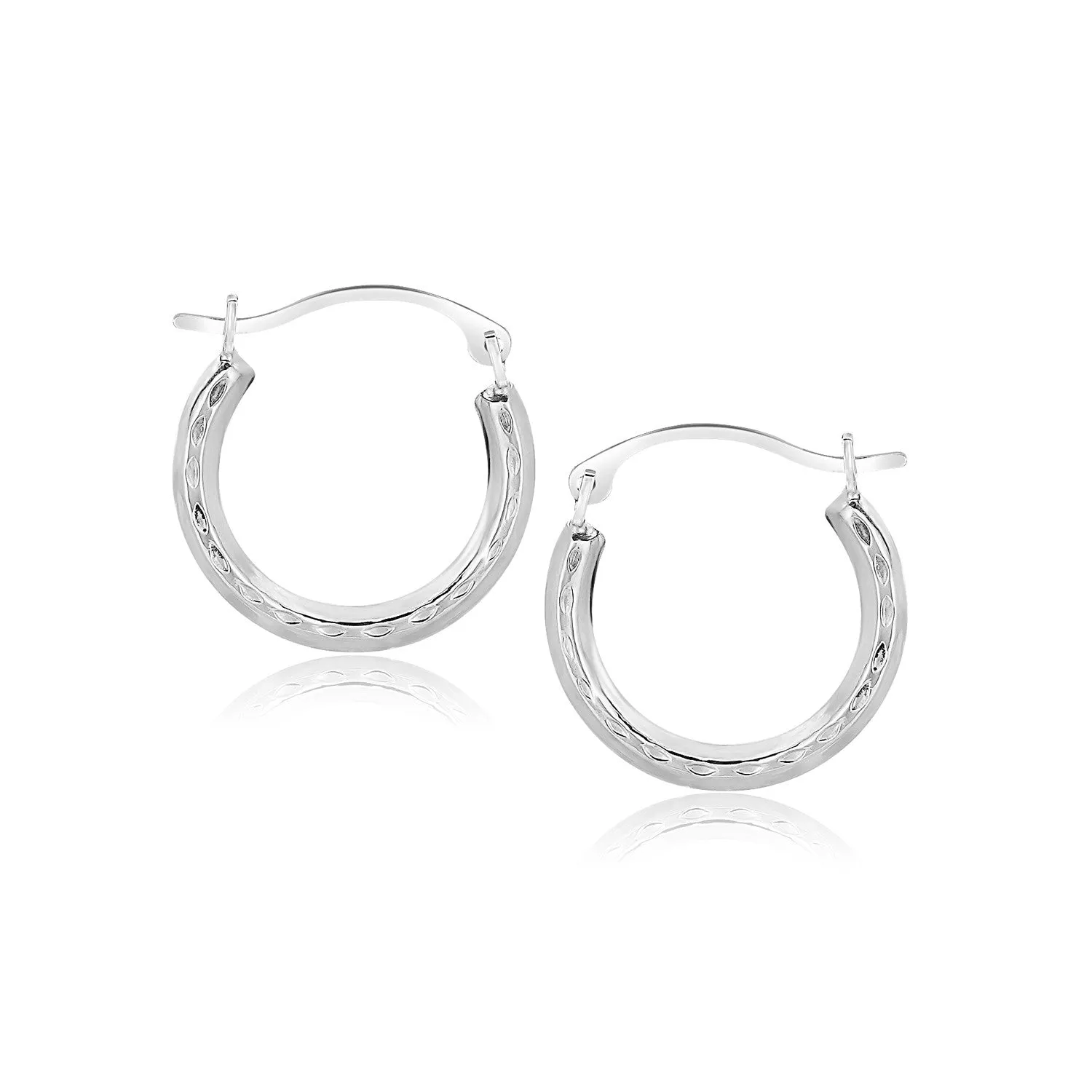 10k White Gold Fancy Hoop Earrings-rx69403