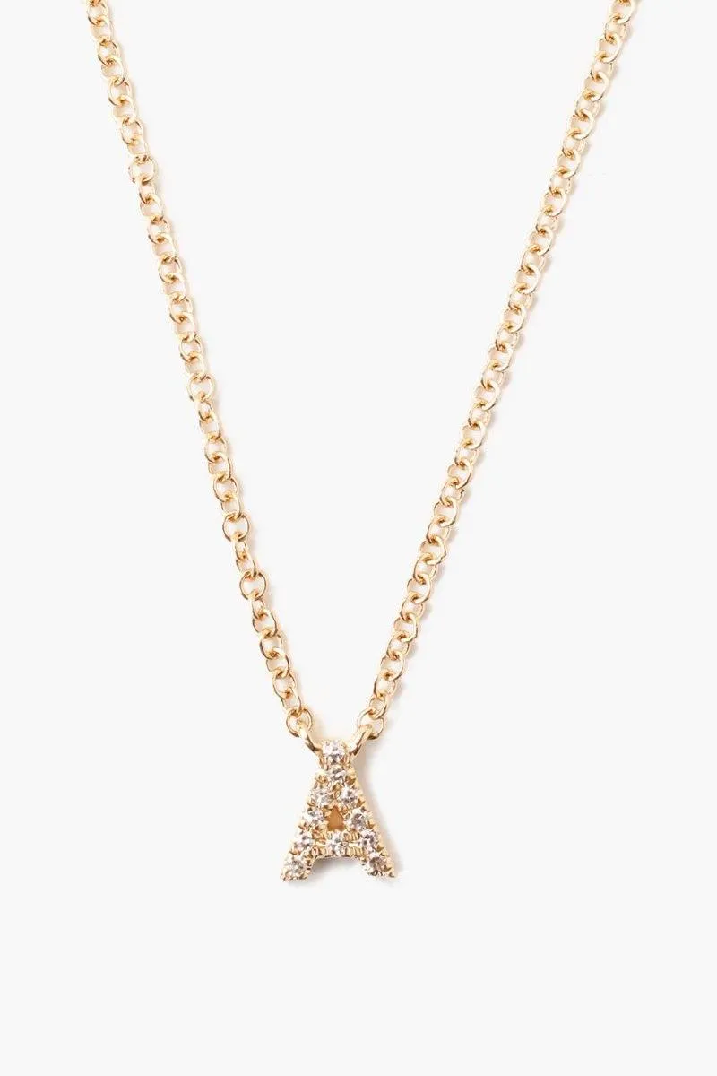 14k Gold and White Diamond Initial Necklace