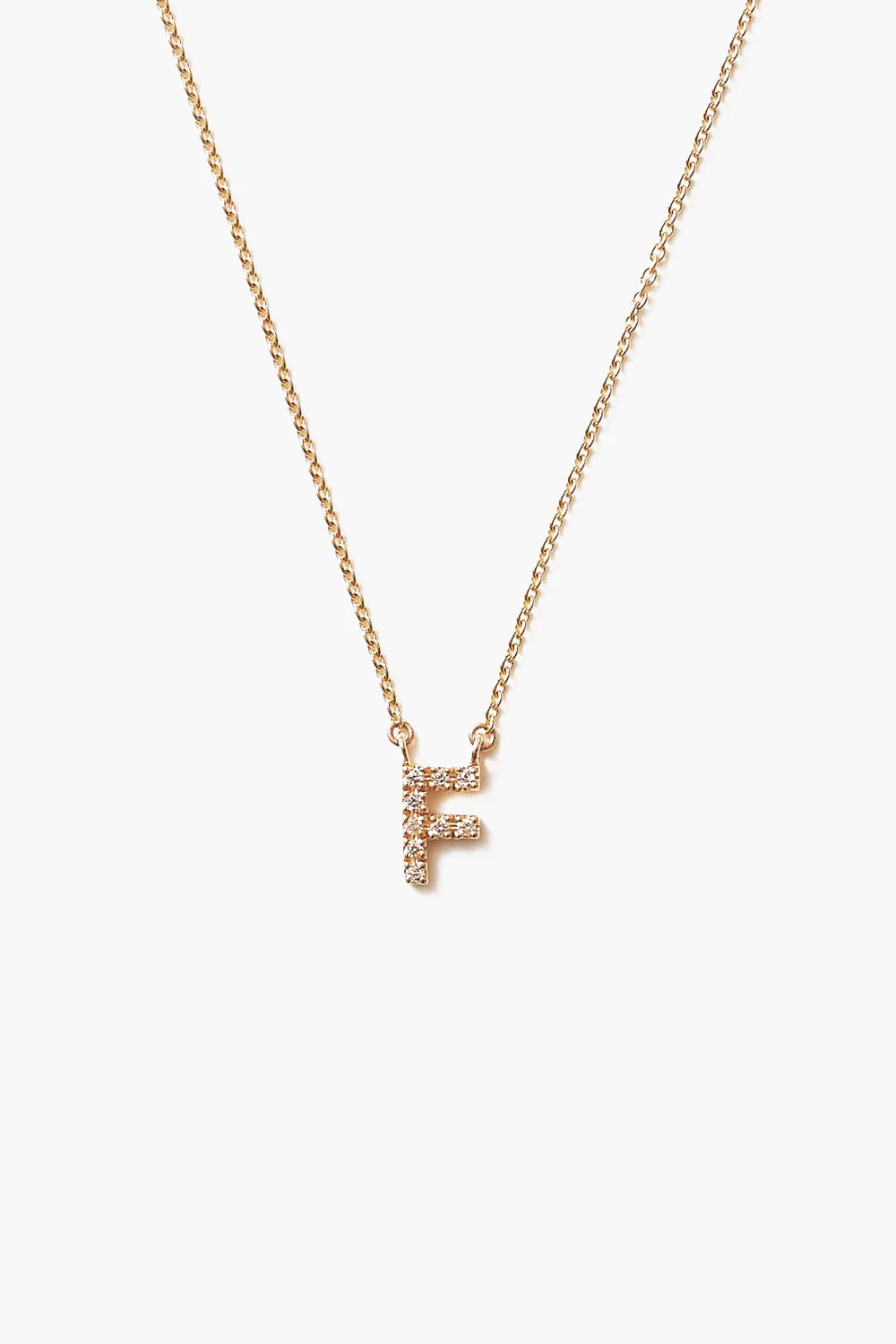 14k Gold and White Diamond Initial Necklace