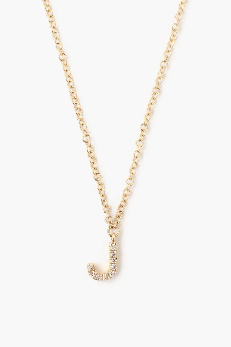 14k Gold and White Diamond Initial Necklace