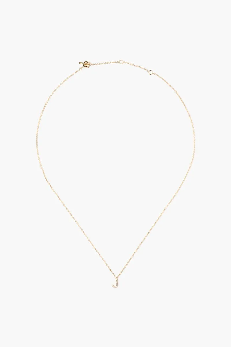 14k Gold and White Diamond Initial Necklace