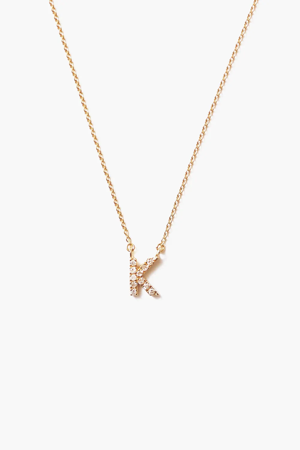 14k Gold and White Diamond Initial Necklace