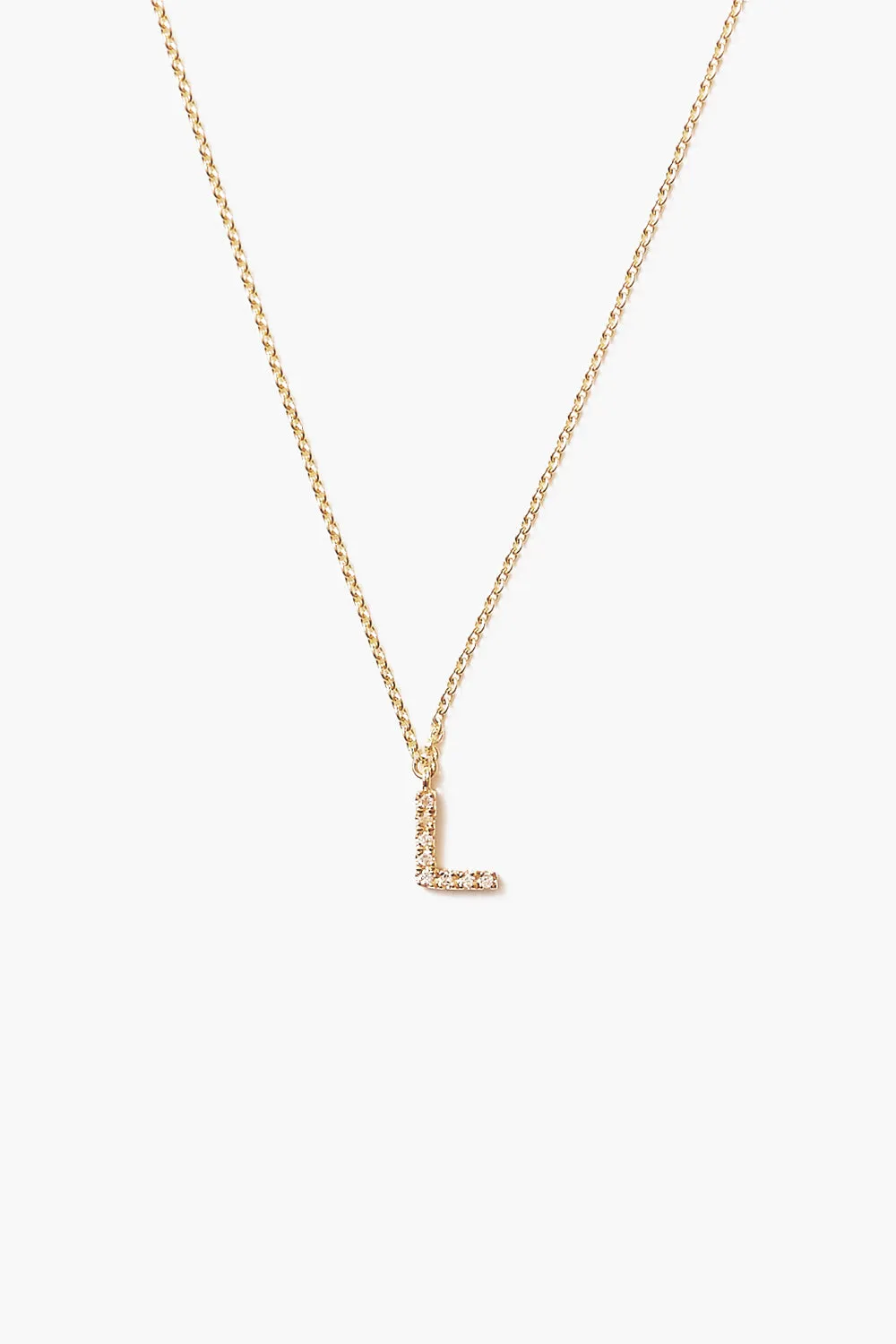 14k Gold and White Diamond Initial Necklace