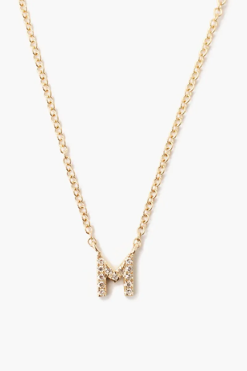 14k Gold and White Diamond Initial Necklace