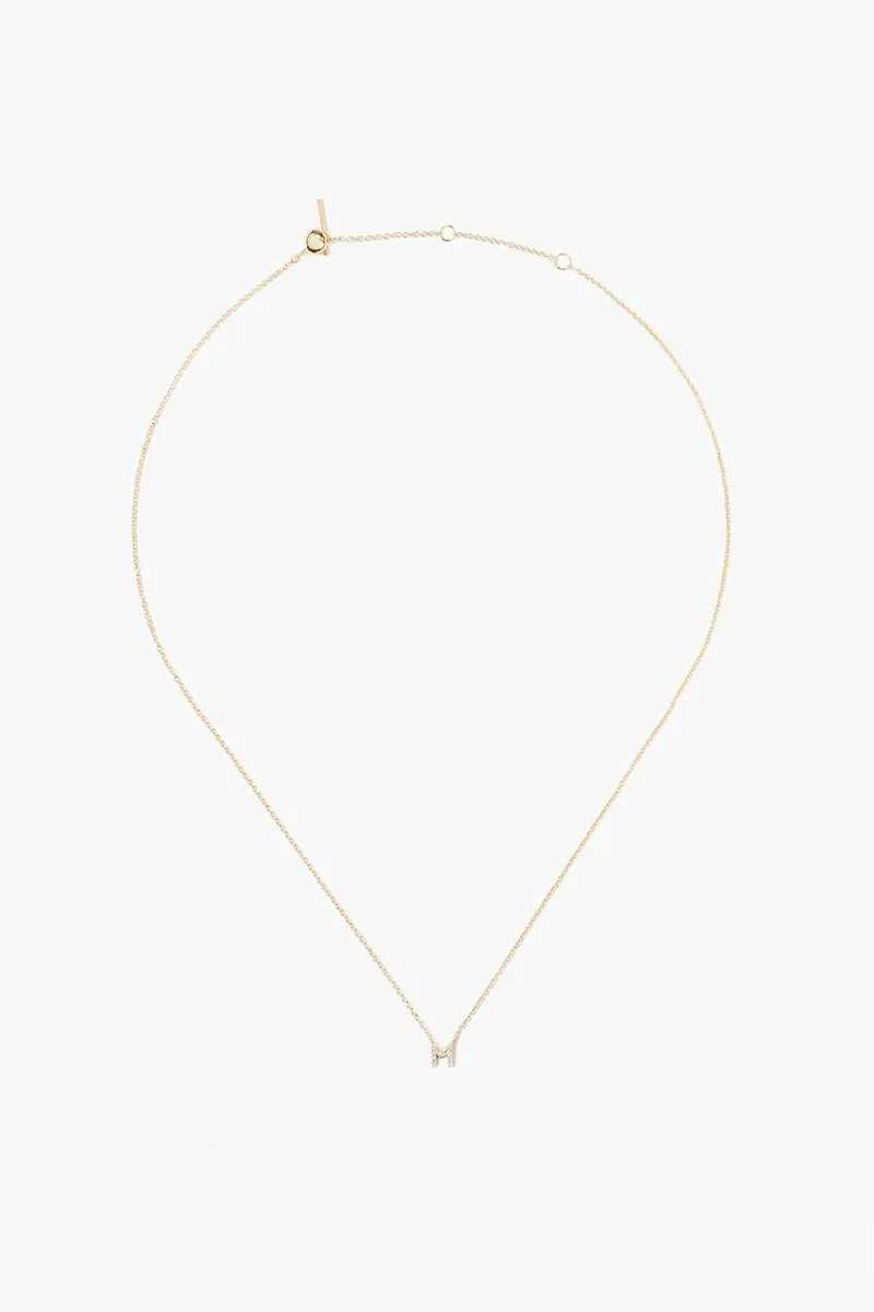 14k Gold and White Diamond Initial Necklace