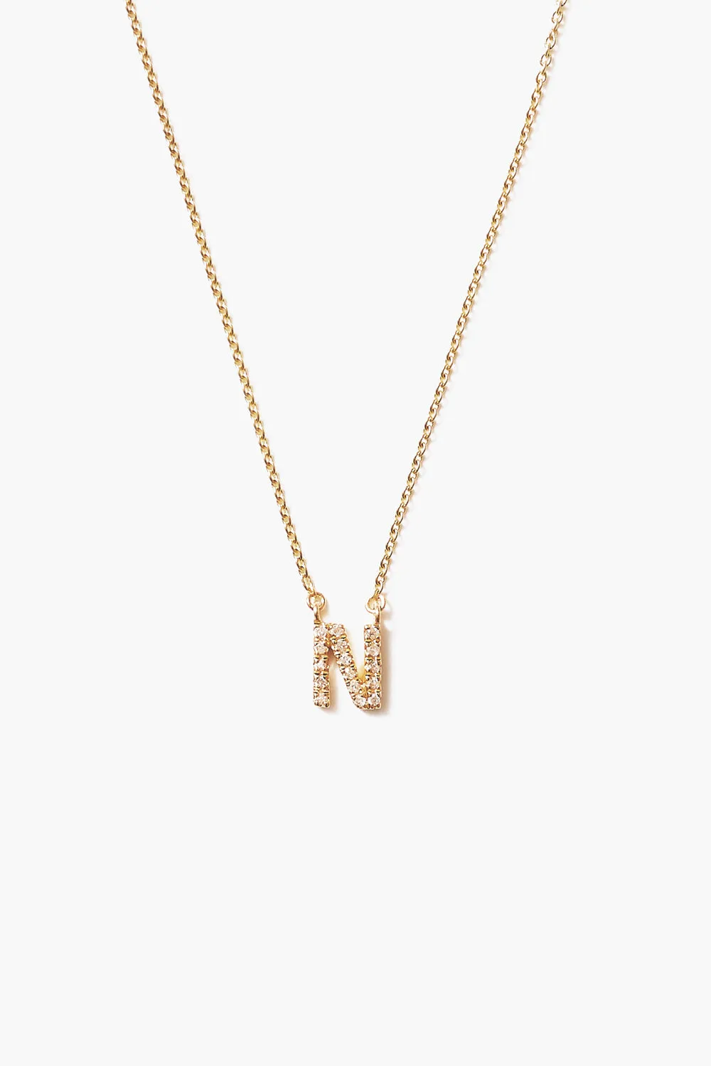 14k Gold and White Diamond Initial Necklace