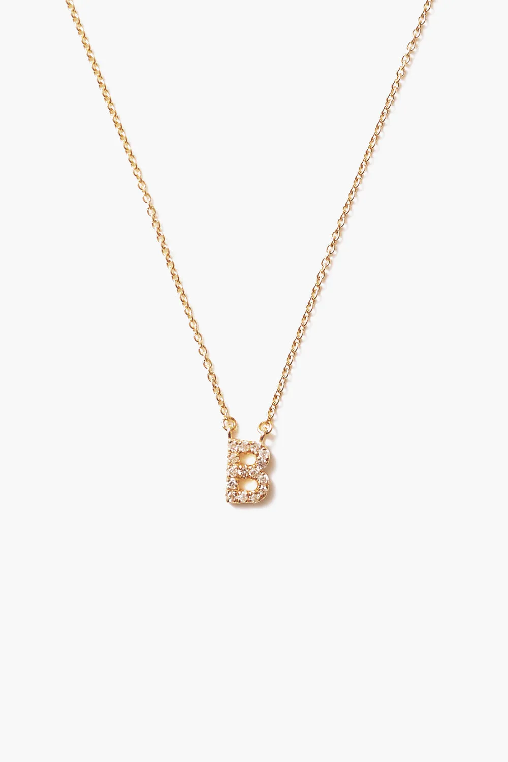 14k Gold and White Diamond Initial Necklace