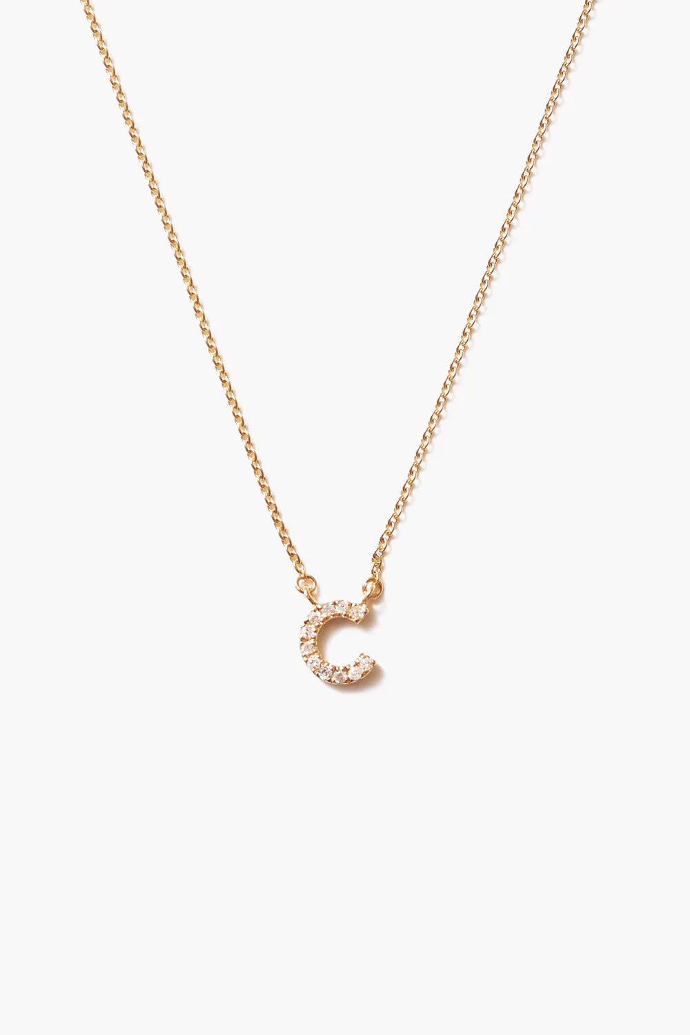 14k Gold and White Diamond Initial Necklace