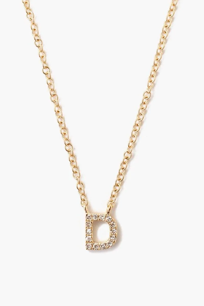 14k Gold and White Diamond Initial Necklace