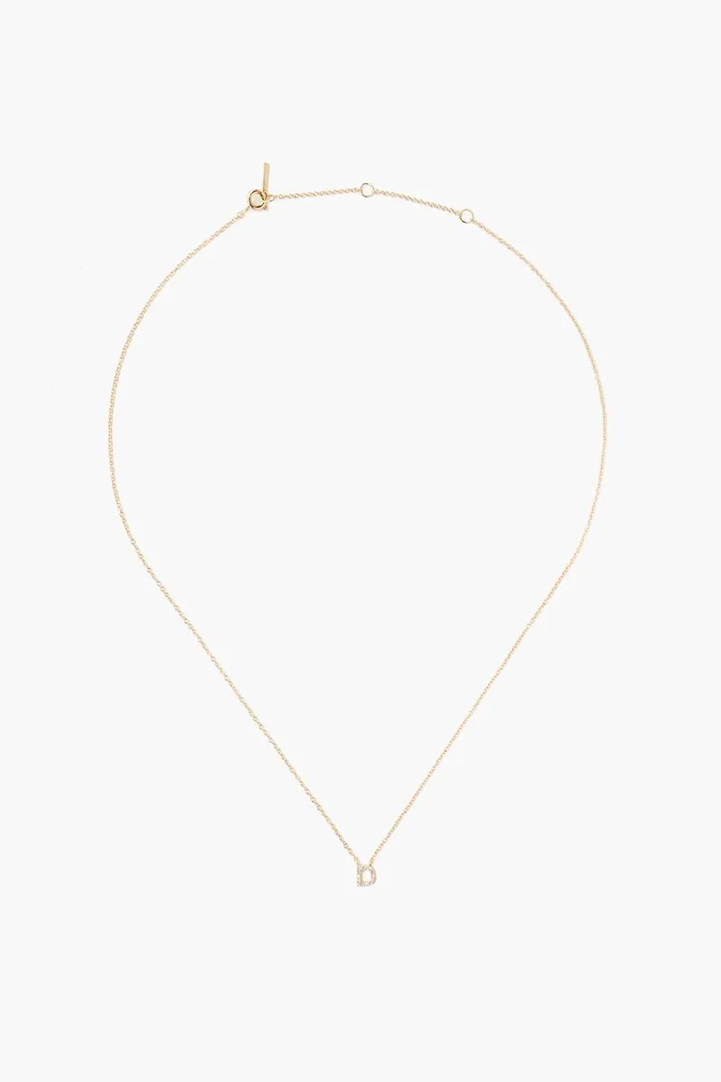 14k Gold and White Diamond Initial Necklace