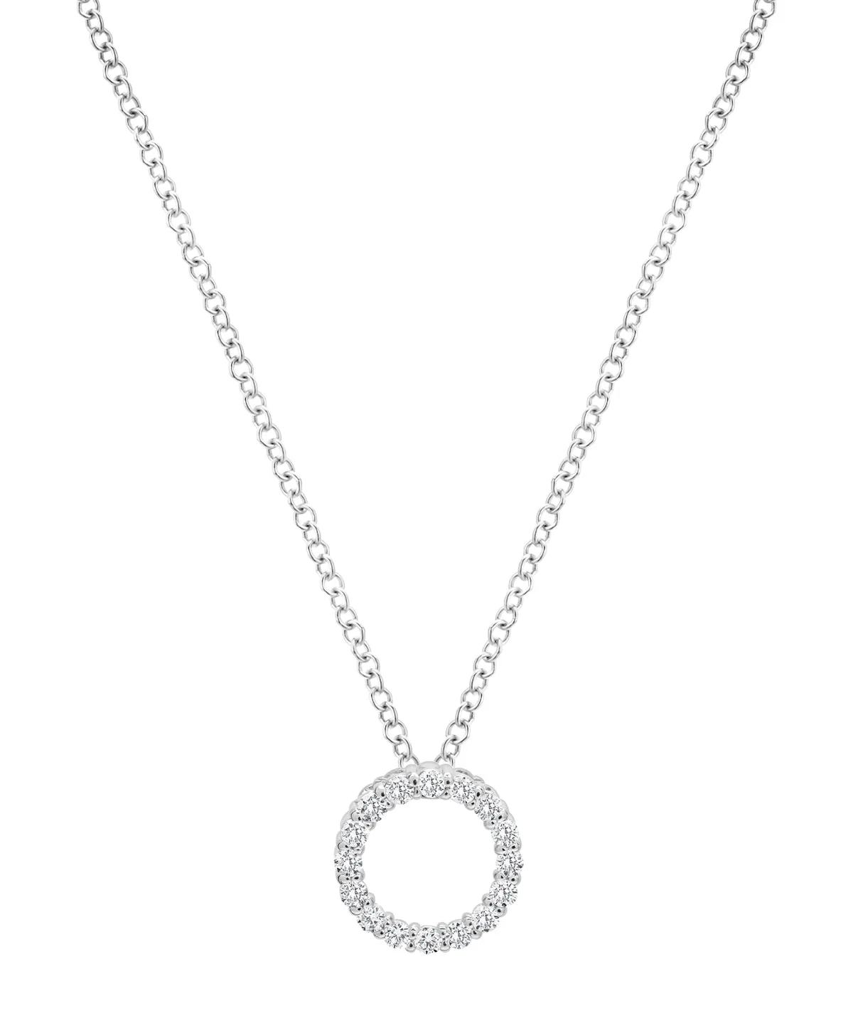 14K White Gold Diamond Circle Pendant