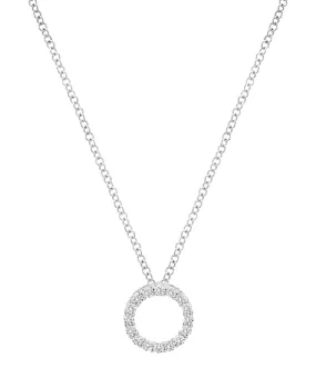 14K White Gold Diamond Circle Pendant