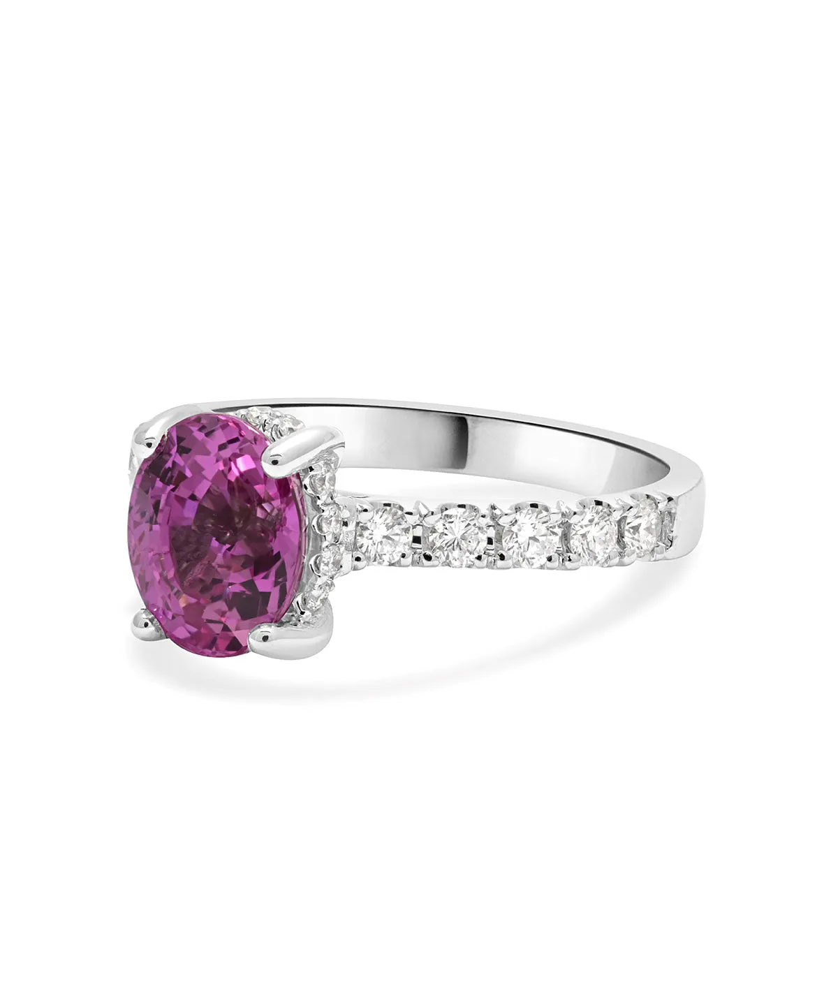 14K White Gold Pink Sapphire and Diamond Ring