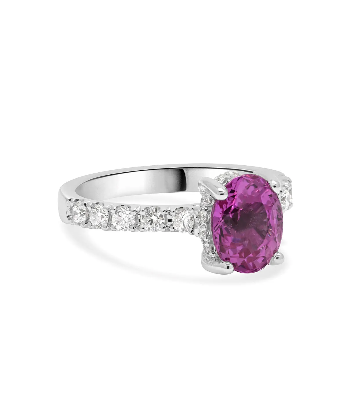 14K White Gold Pink Sapphire and Diamond Ring