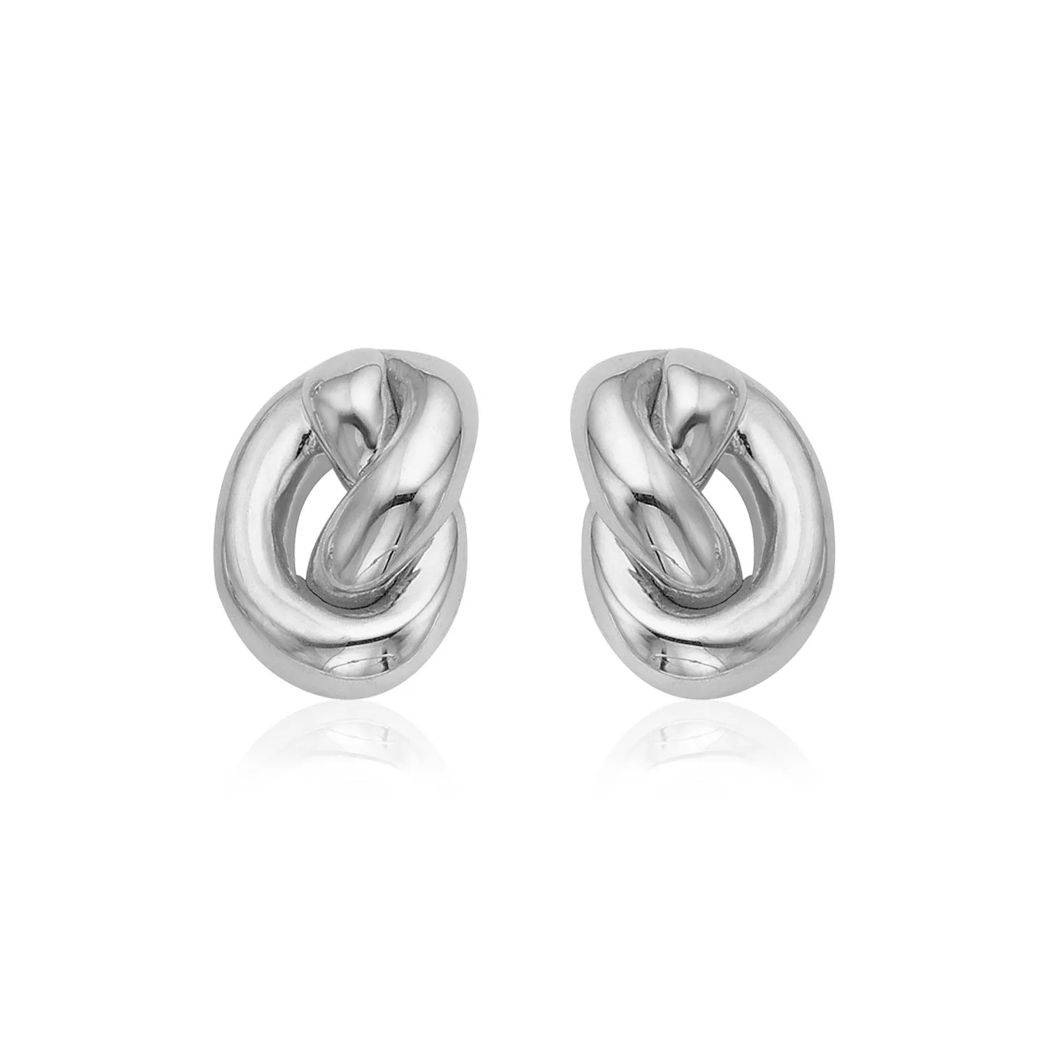 14k White Gold Polished Knot Earrings-rx6446