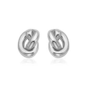 14k White Gold Polished Knot Earrings-rx6446