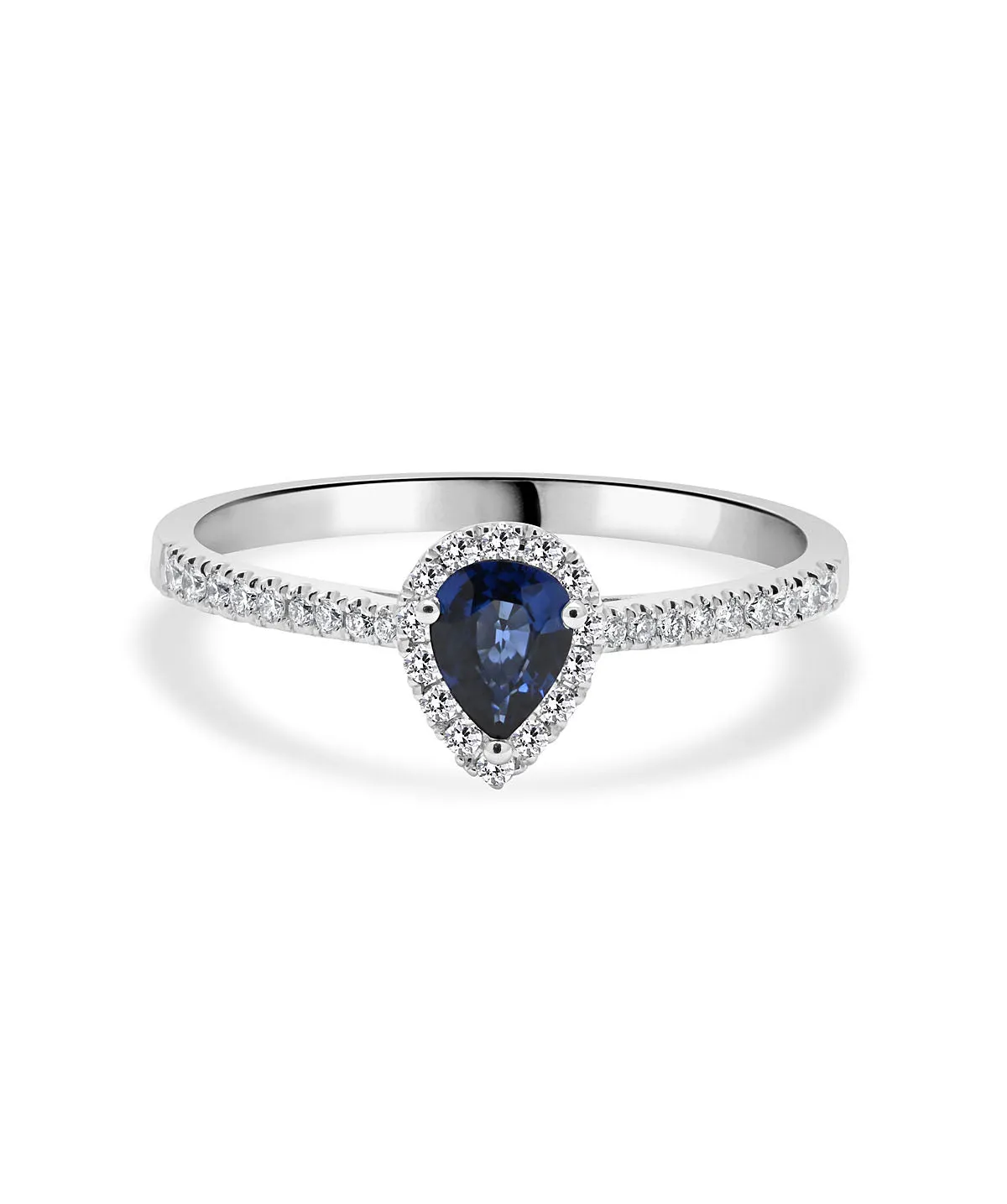 14K White Gold Sapphire and Diamond Halo Ring