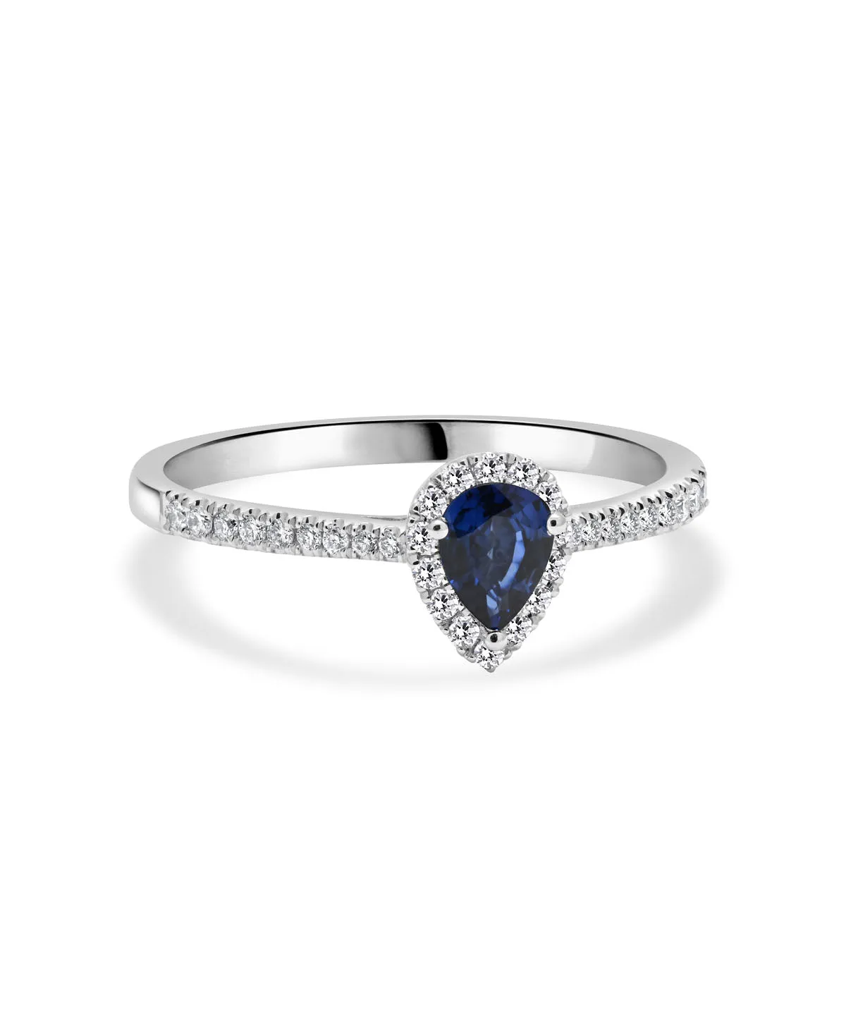 14K White Gold Sapphire and Diamond Halo Ring