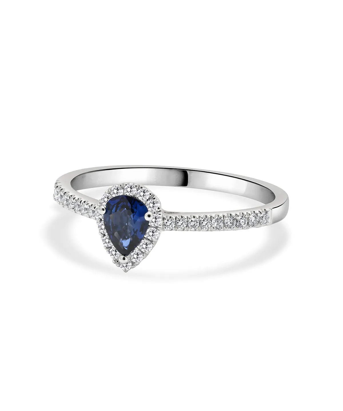 14K White Gold Sapphire and Diamond Halo Ring