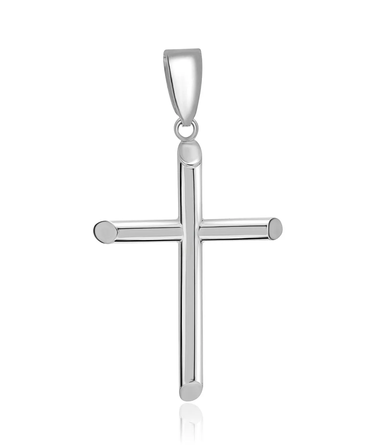 14K White Gold Solid Cross Pendant