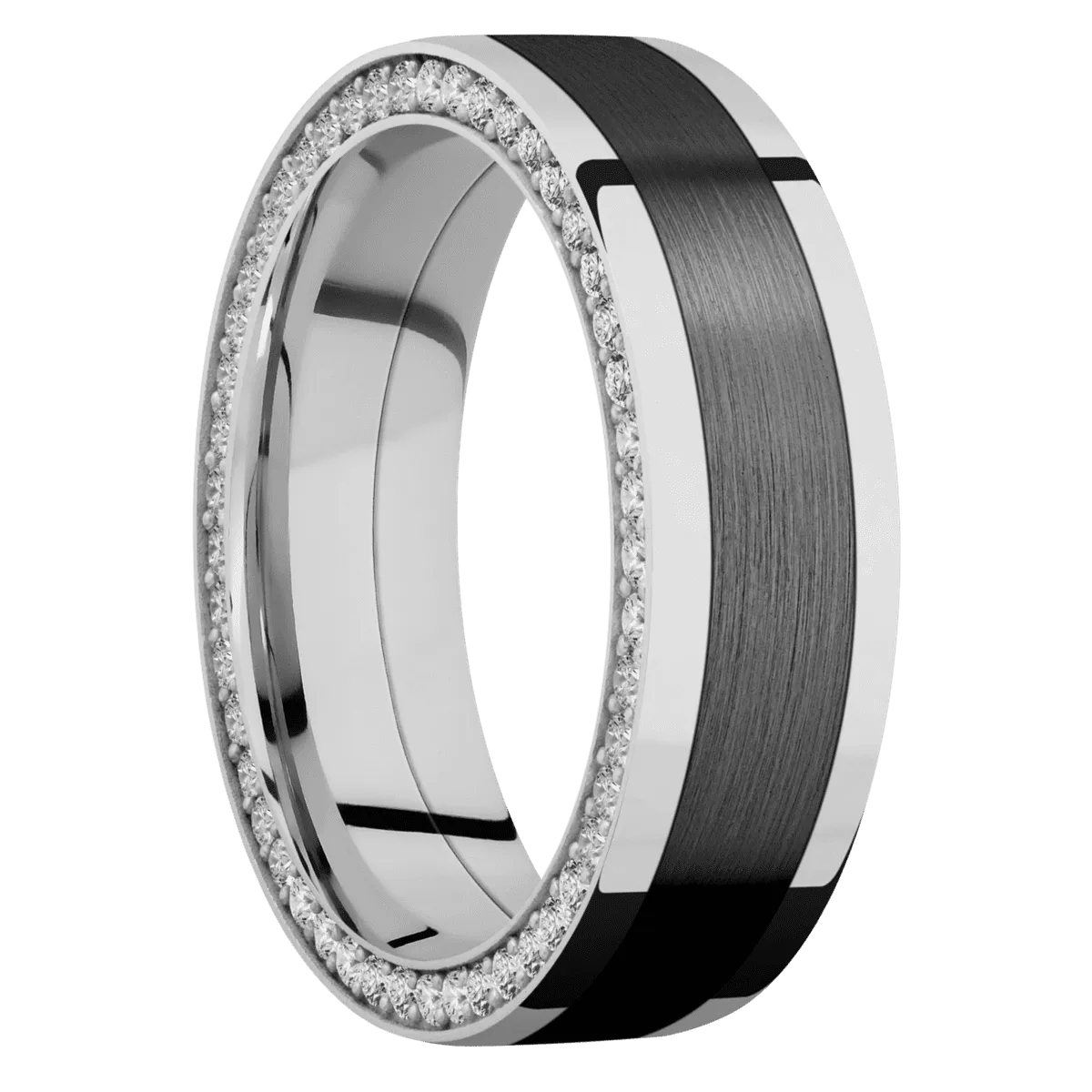 14K White Gold with Polish Finish and Zirconium Inlay