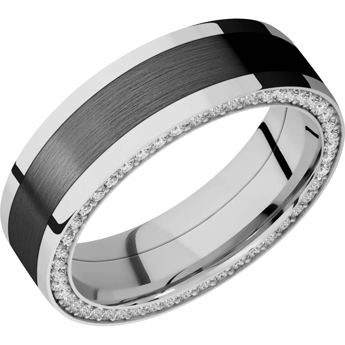 14K White Gold with Polish Finish and Zirconium Inlay