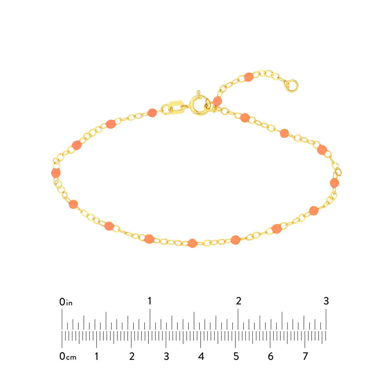 14K Yellow Gold Baby Pink Enamel Bead Piatto Bracelet