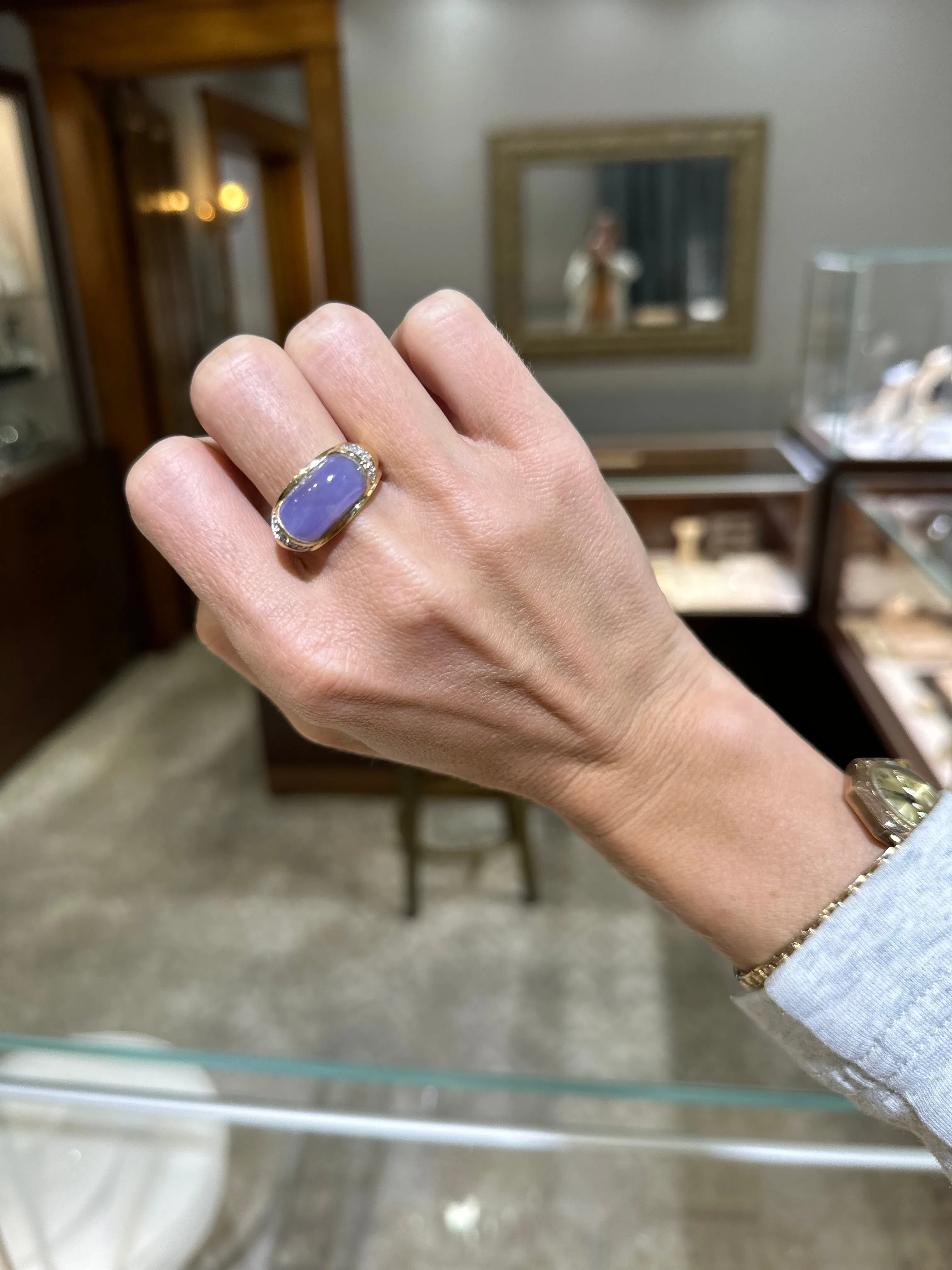 14K Yellow Gold Purple Stone Ring