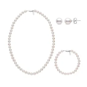 16 Inch 3 Piece 6.5-7.0 mm White Freshadama Freshwater Pearl Set