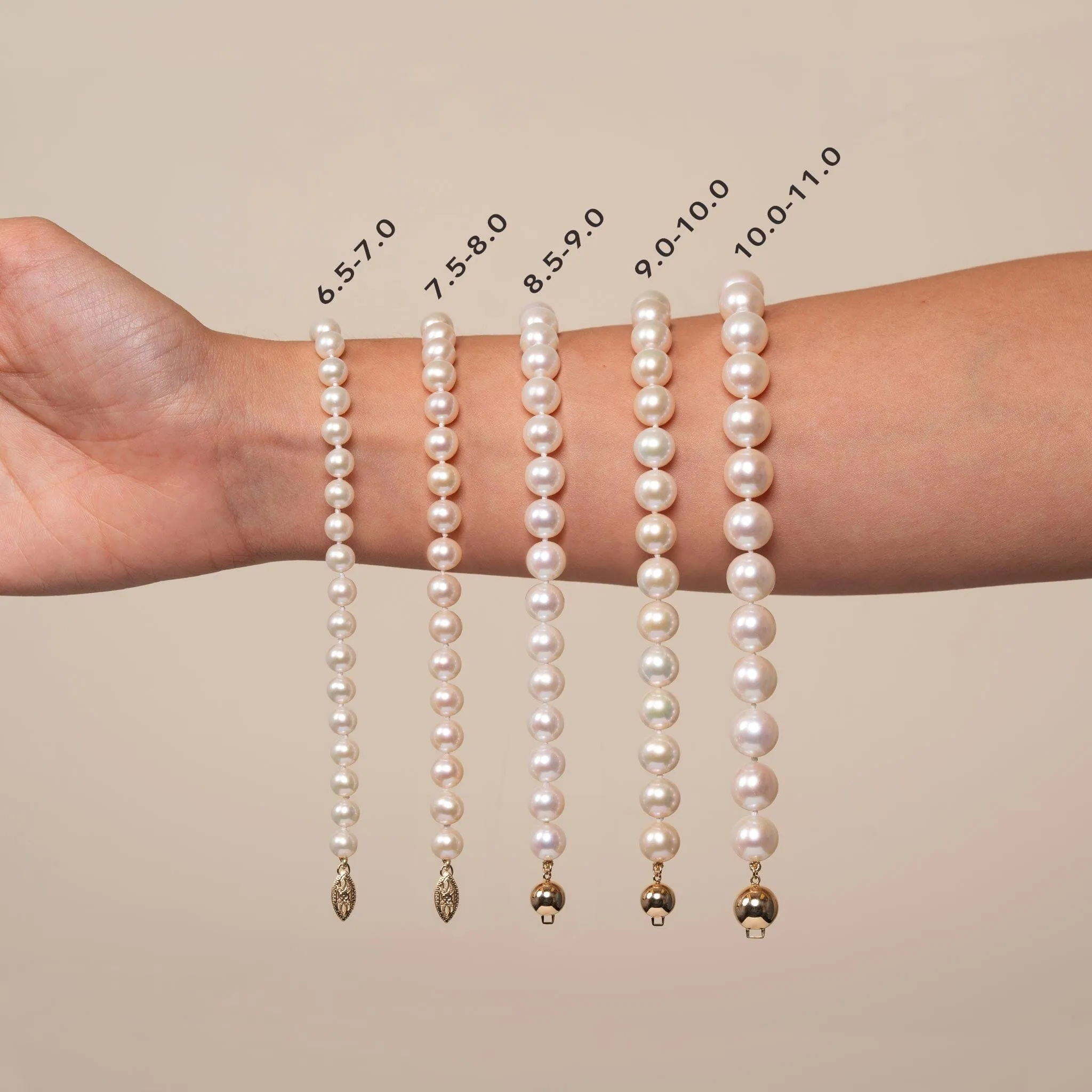 16 Inch 3 Piece Set of 7.5-8.0 mm AA+ White Freshwater Pearls