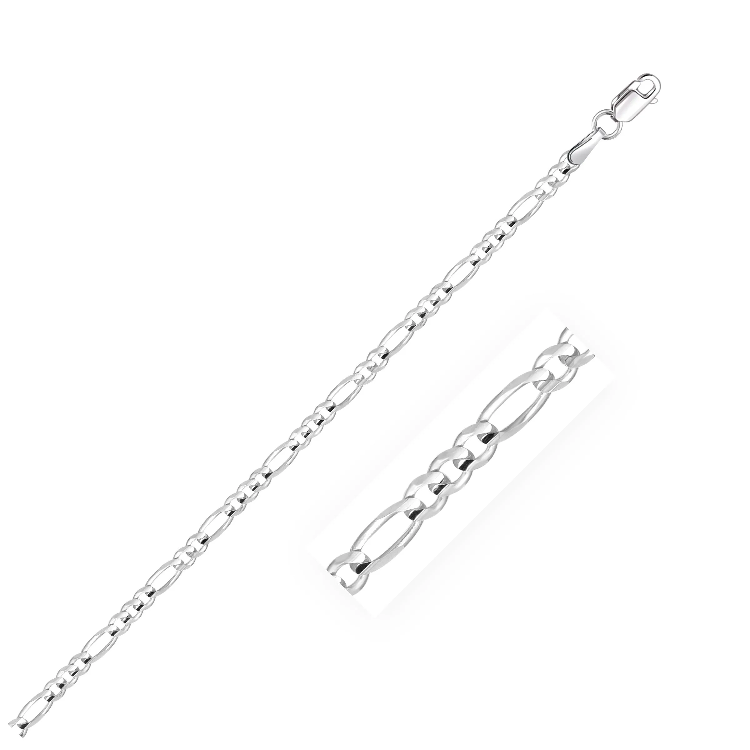 2.6mm 14k White Gold Solid Figaro Chain-rx73794-20