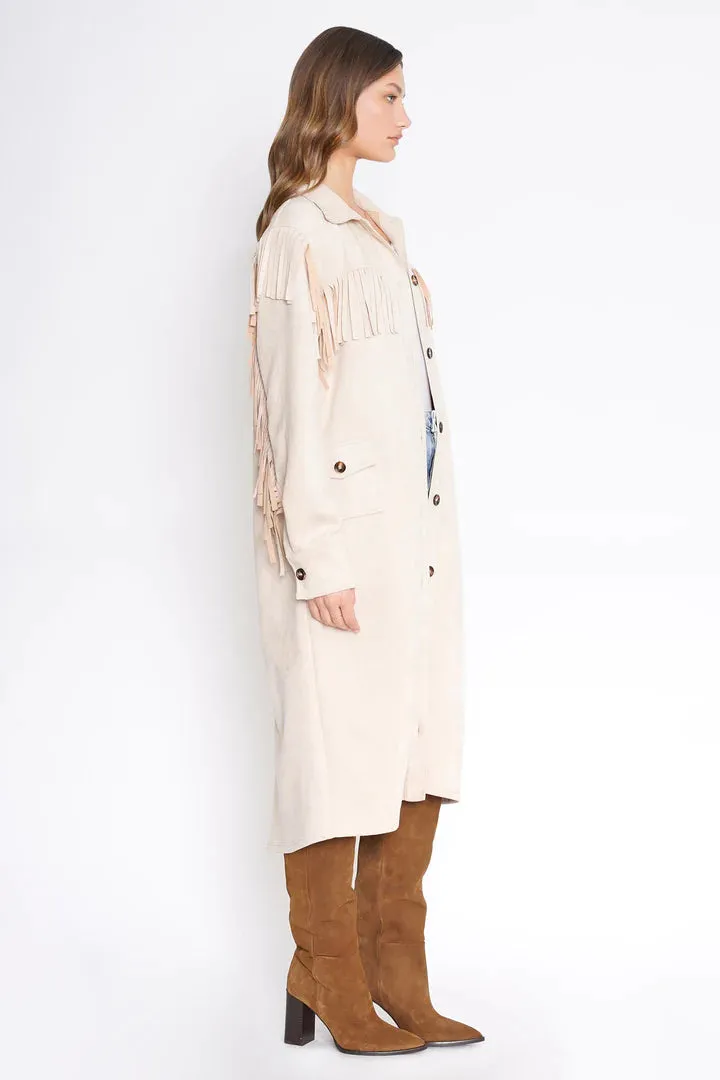 4SI3NNA Trudy Fringed Faux Suede Longline Jacket