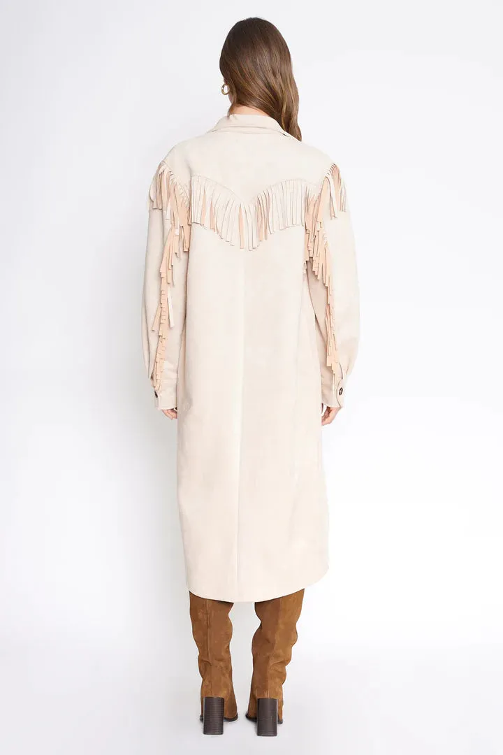 4SI3NNA Trudy Fringed Faux Suede Longline Jacket