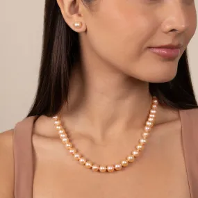 8.5-9.0 mm 18 Inch AA+ Pink to Peach Freshwater Pearl Necklace