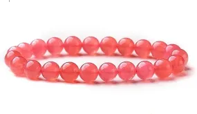 8mm Natural Rose Pink Rhodochrosite Round Bead Bracelet 7.5''