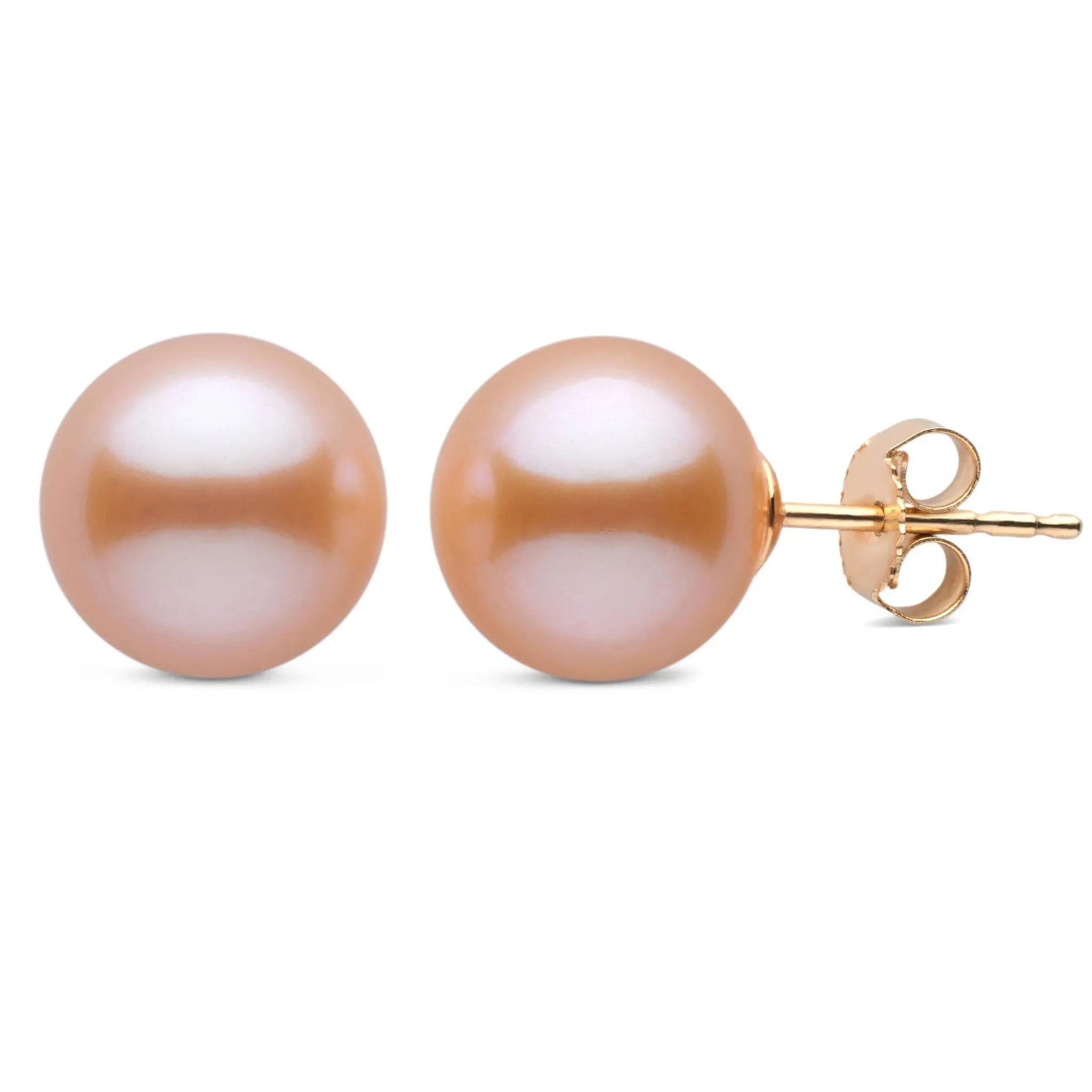 9.0-10.0 mm Pink to Peach Freshadama Freshwater Pearl Stud Earrings