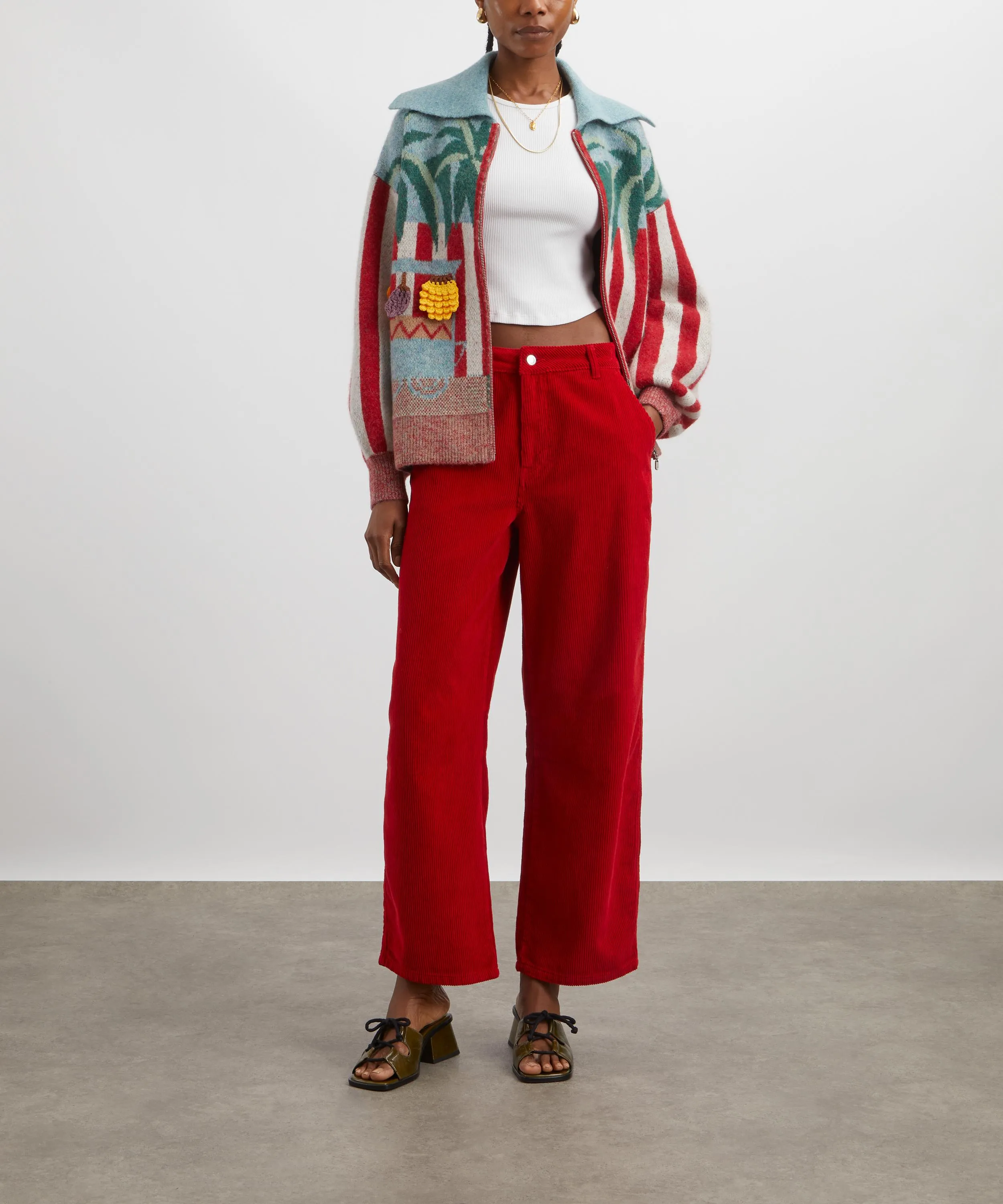 Adam Lester Fruit Cart Appliqué Cardigan