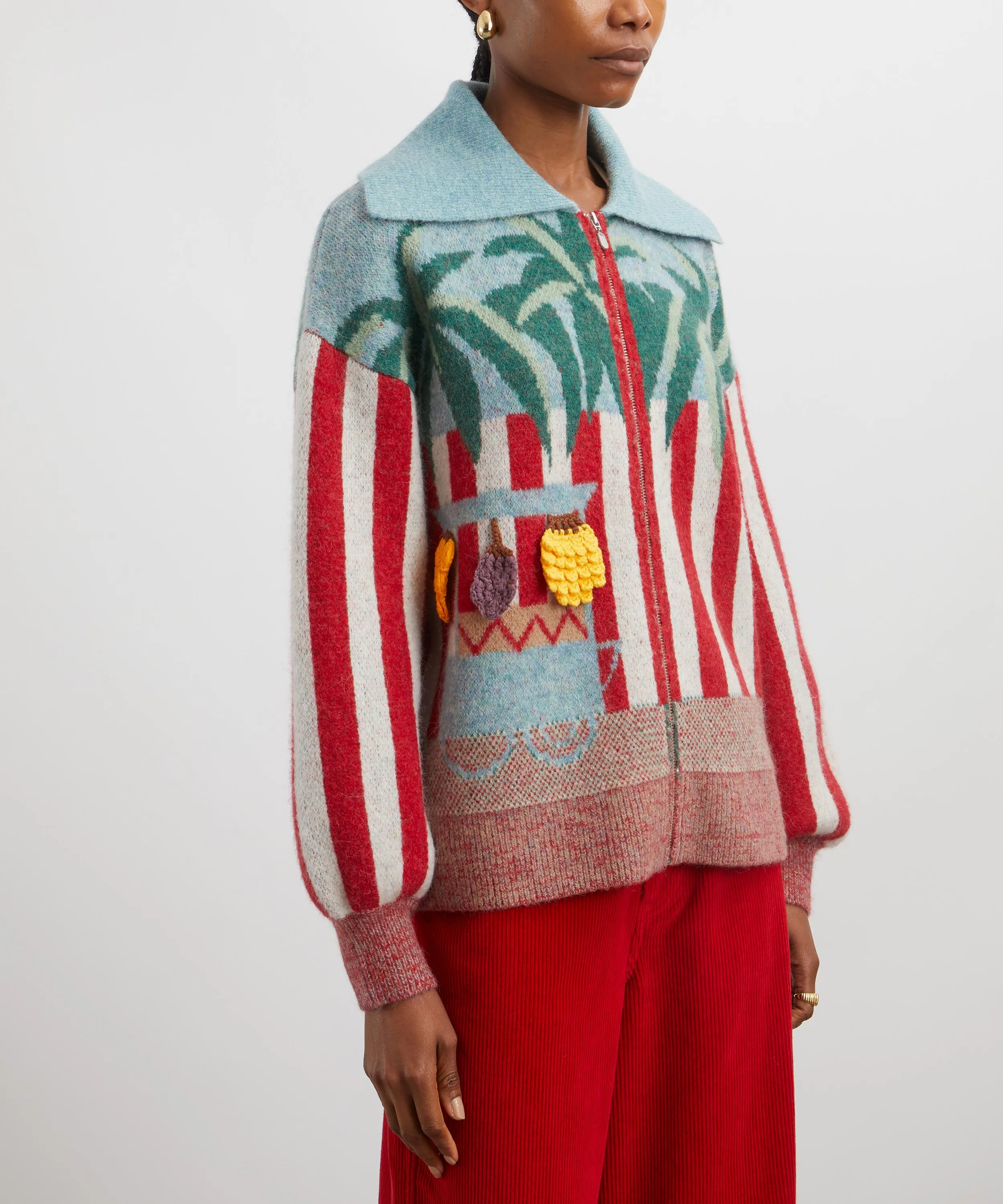 Adam Lester Fruit Cart Appliqué Cardigan