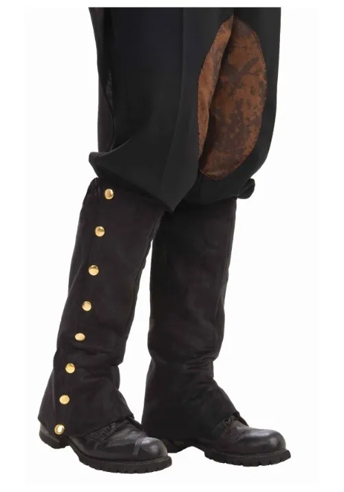 Adult Steampunk Black Suede Spats