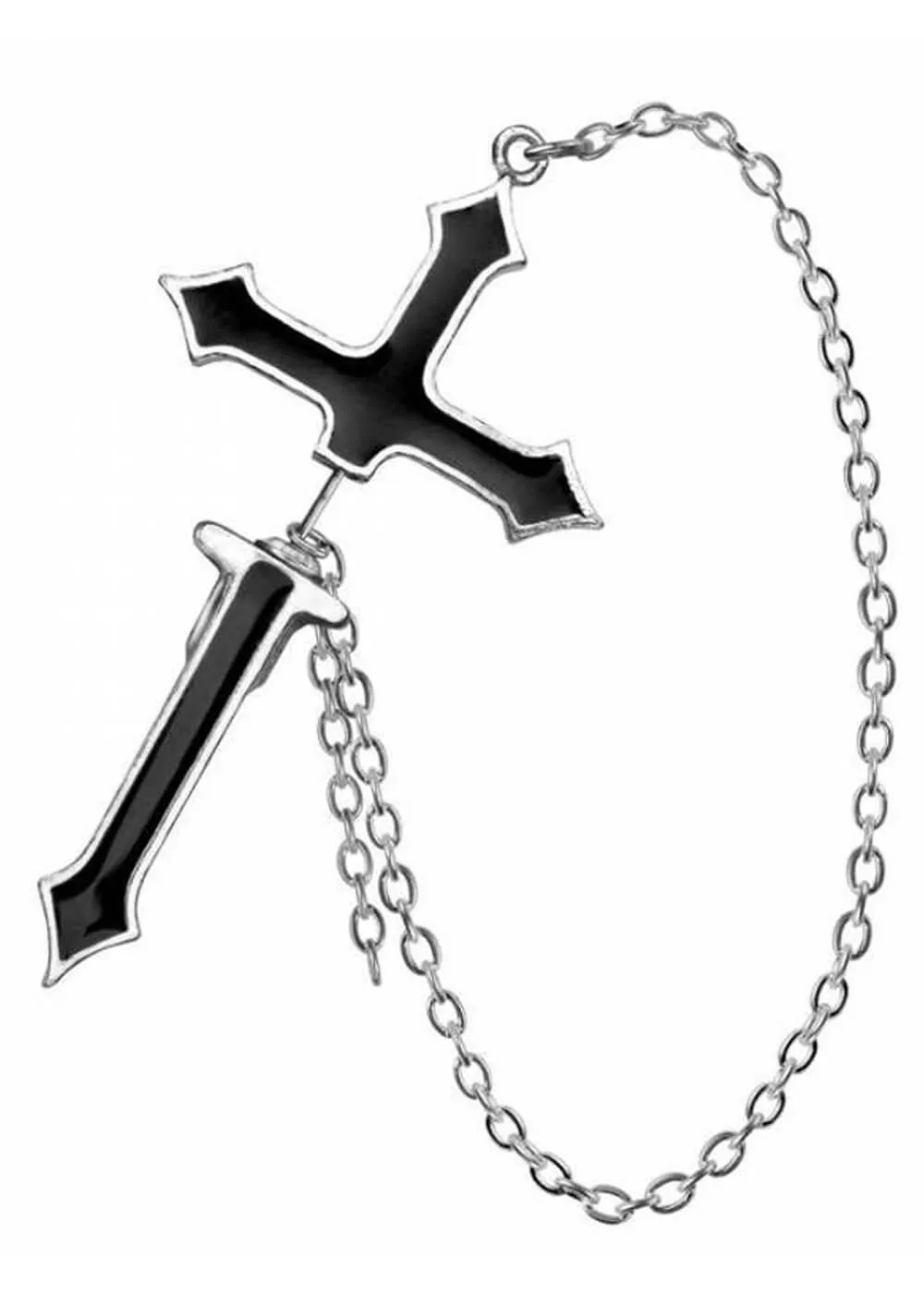 Alchemy Impalare Cross Earring Black