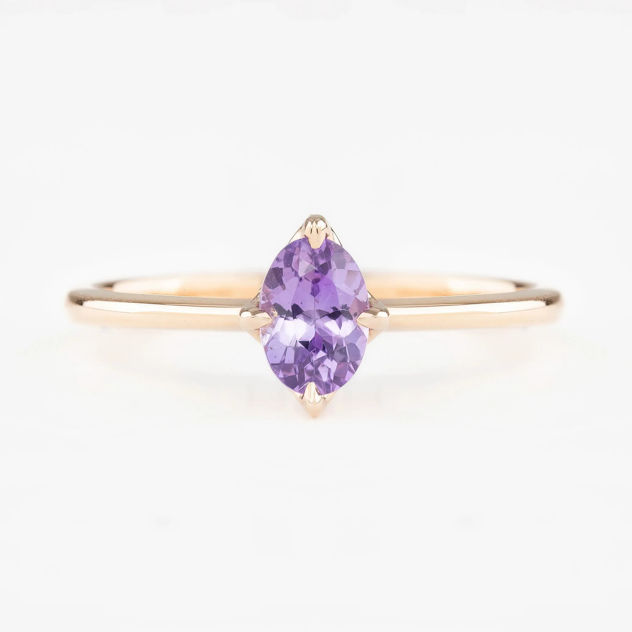 Alice Ring 6mm 0.60ct Purple Madagascar Sapphire, 14k Rose Gold