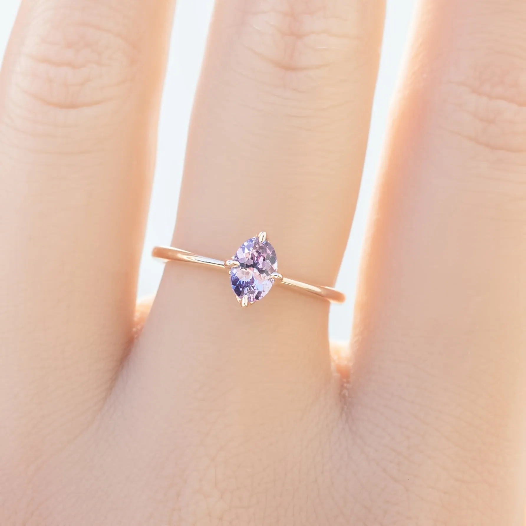 Alice Ring 6mm 0.60ct Purple Madagascar Sapphire, 14k Rose Gold