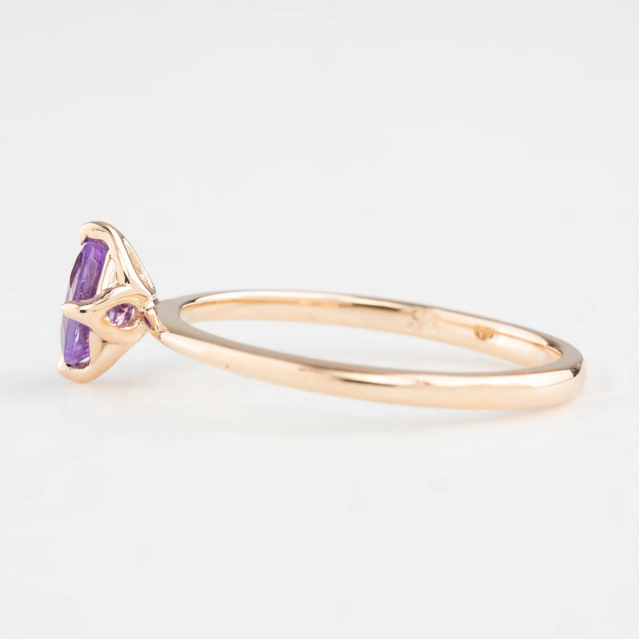 Alice Ring 6mm 0.60ct Purple Madagascar Sapphire, 14k Rose Gold