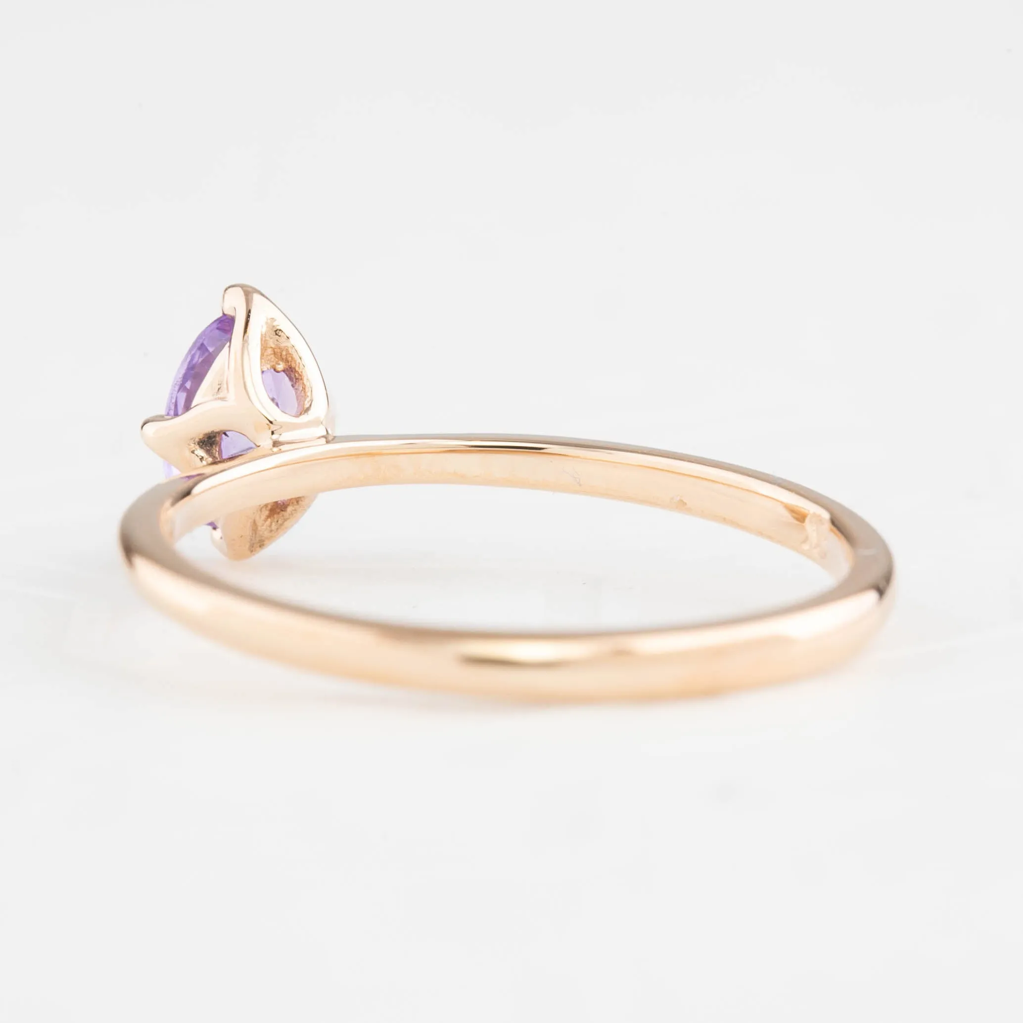 Alice Ring 6mm 0.60ct Purple Madagascar Sapphire, 14k Rose Gold