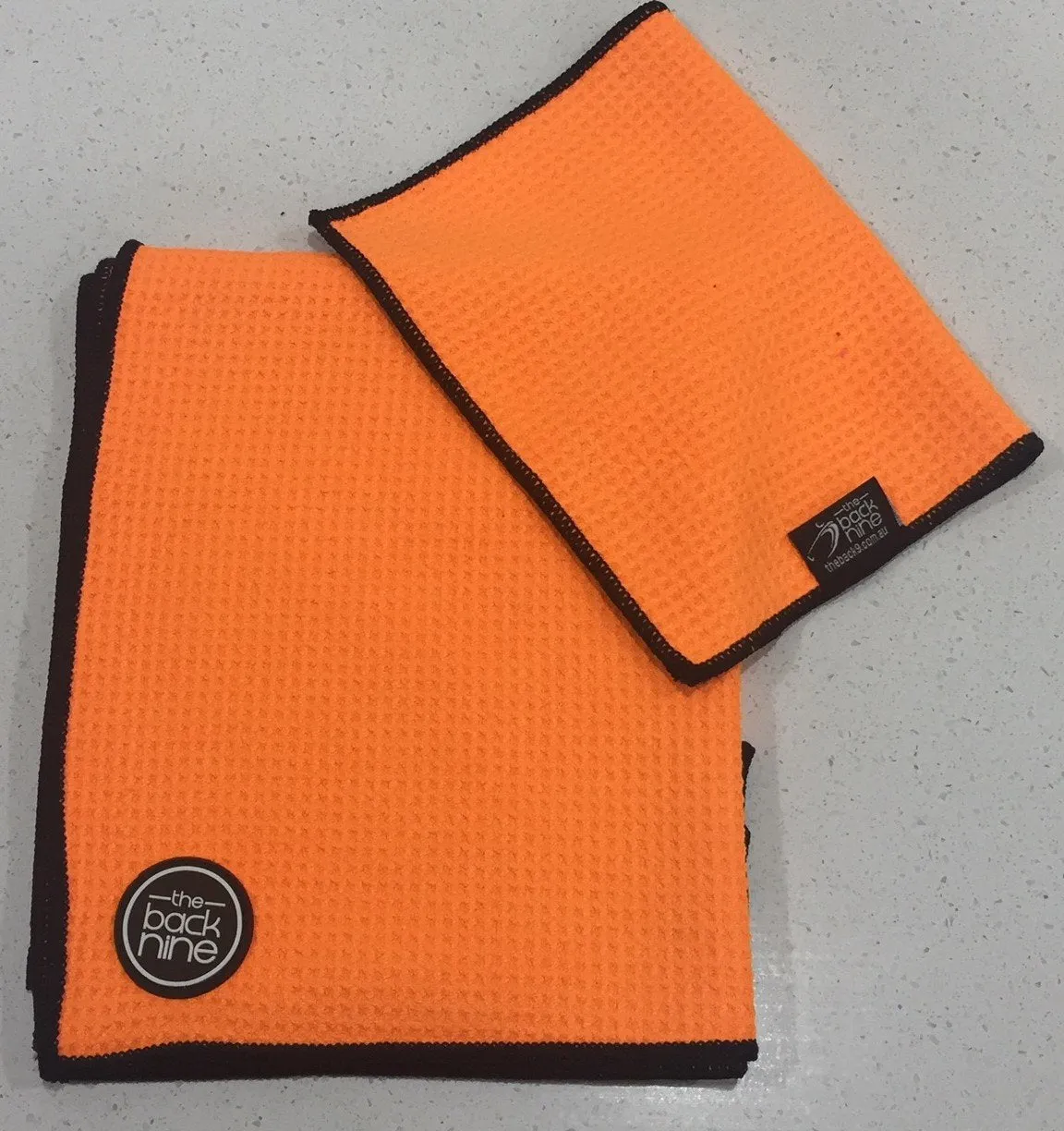 AquaPro 400A Waffle Weave Golf Towel Twin Pack - Orange/Black