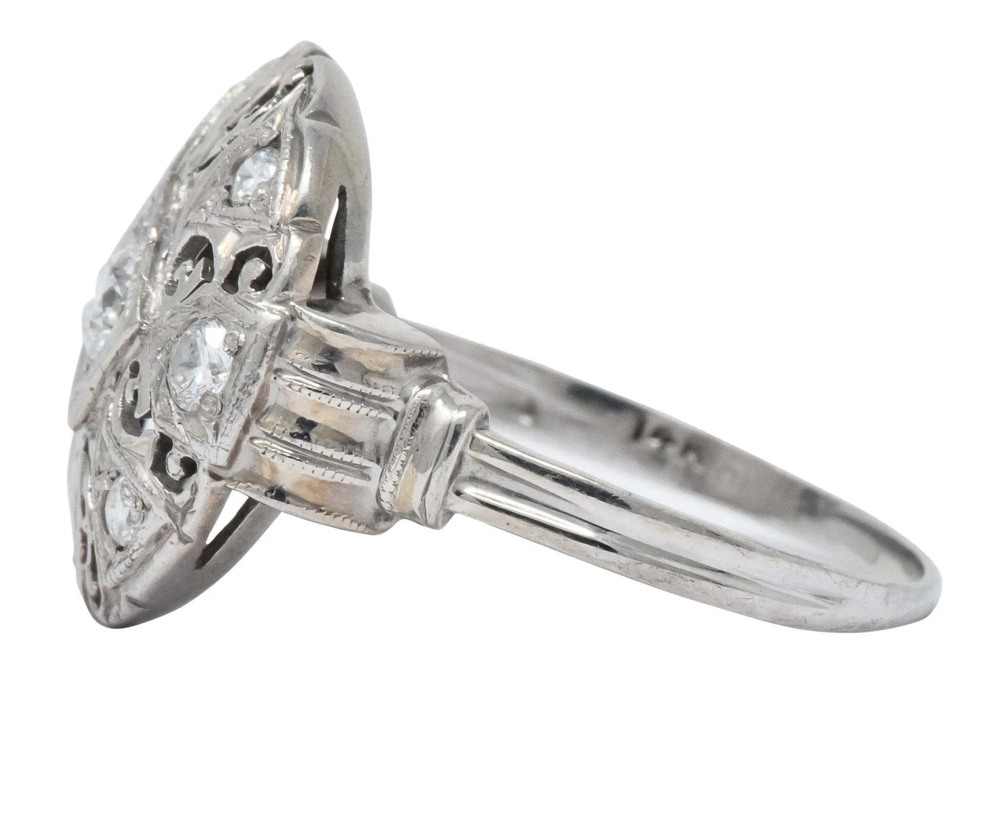 Art Deco 0.40 CTW Diamond Platinum 14 Karat White Gold Ring