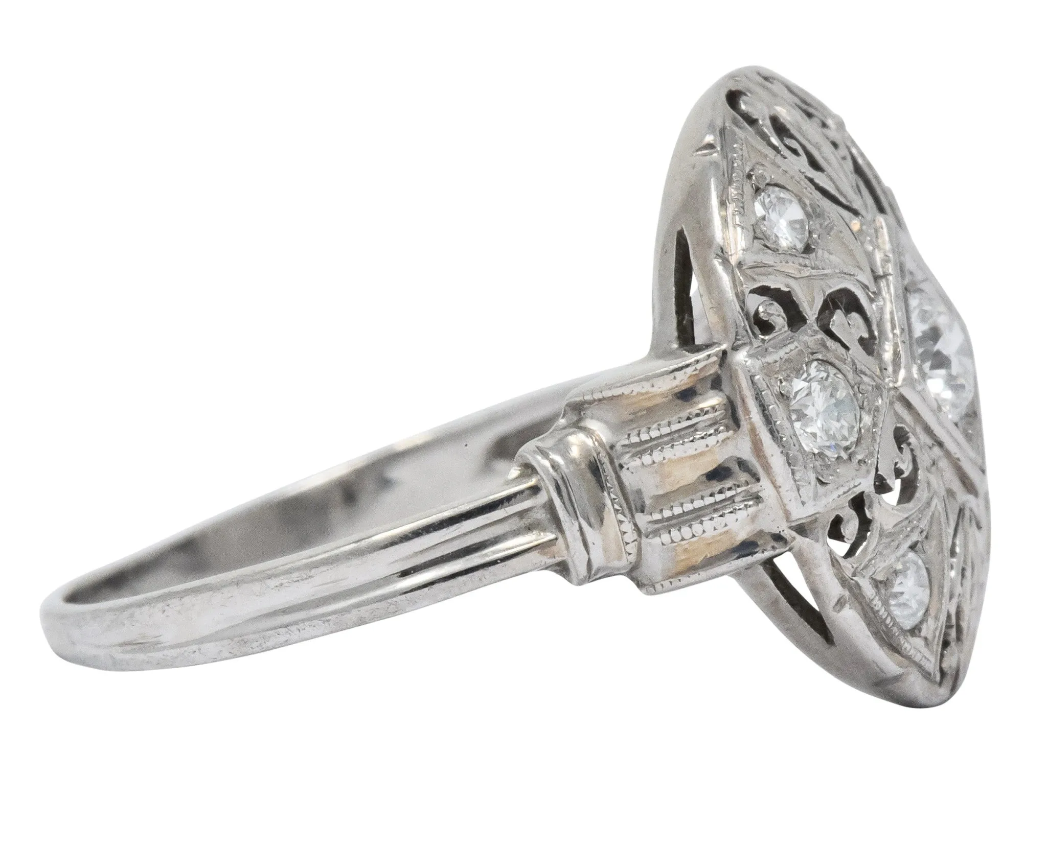 Art Deco 0.40 CTW Diamond Platinum 14 Karat White Gold Ring