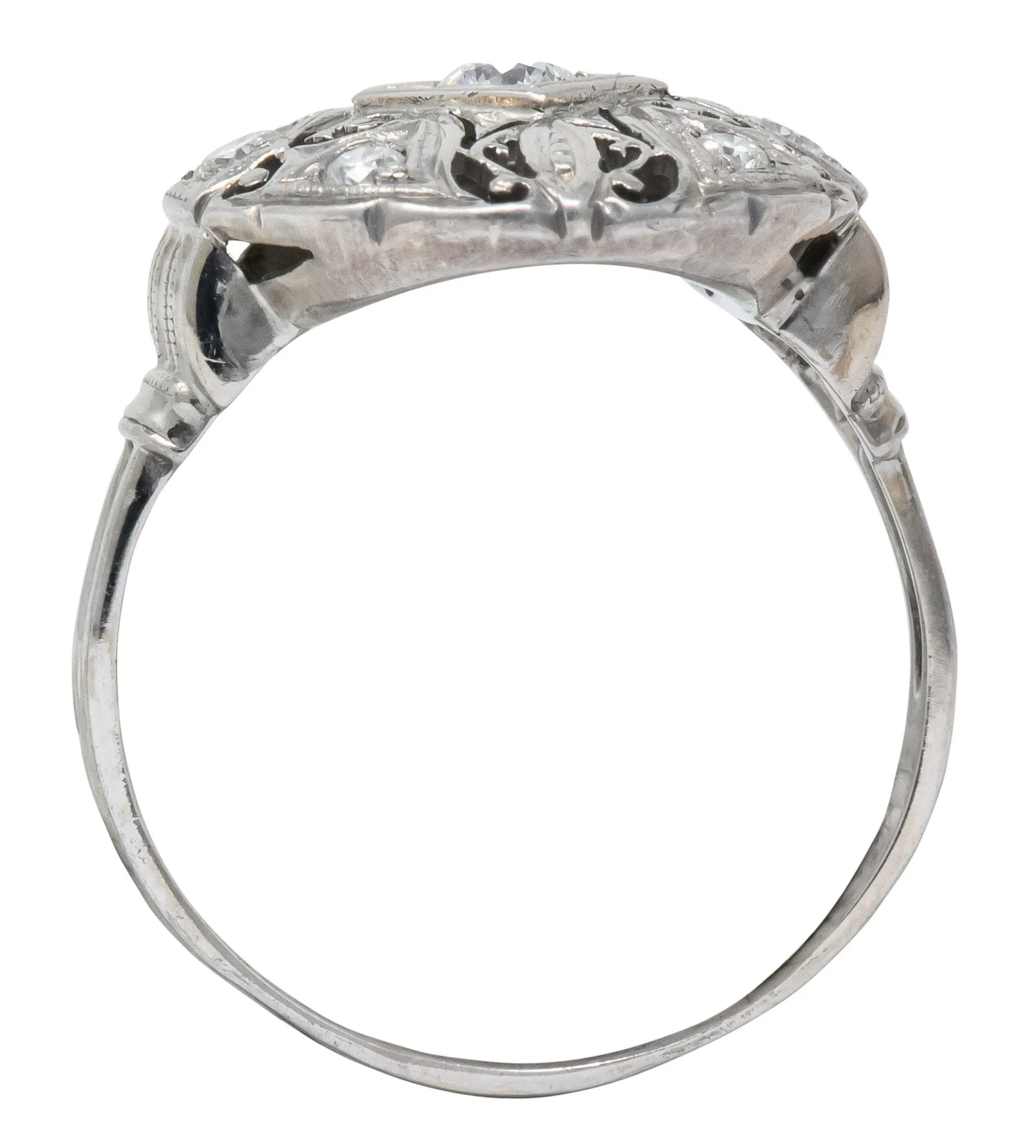 Art Deco 0.40 CTW Diamond Platinum 14 Karat White Gold Ring